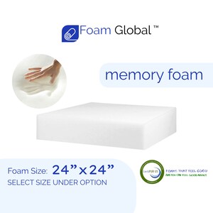 24”x24” Memory Foam Cushion, Wheelchair Cushion, Seat Foam, Memory Foam Sofa Cushion Made In USA
