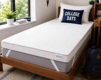 Gel Memory Foam College Mattress Topper - Dorm room Mattress Topper, TWIN XL
