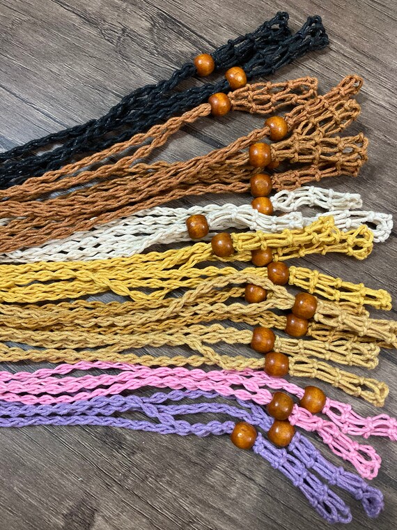 Crystal Holder Necklace - Macrame Necklace, Interchangeable, Woven Necklace, Crystal Cage Necklace, E2058, Brown Large