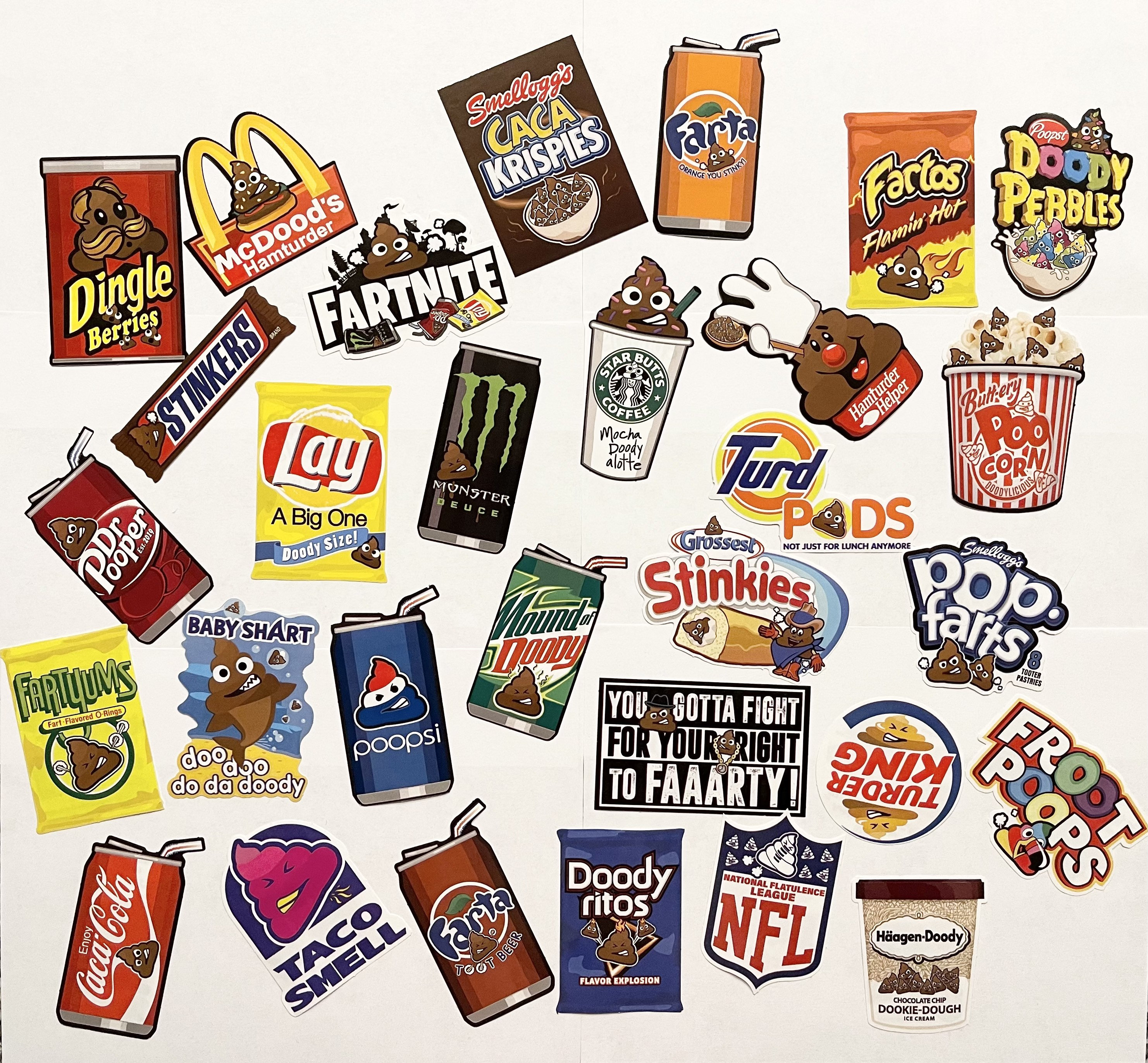 Junk Food Doody Stickers Full Set Of 30 Parody | Etsy