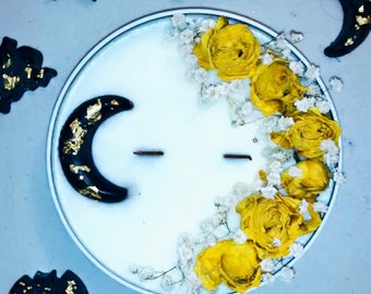 Fall Flannel Scented Soy Candle, Dried Rose Petals, Double Wooden Wick