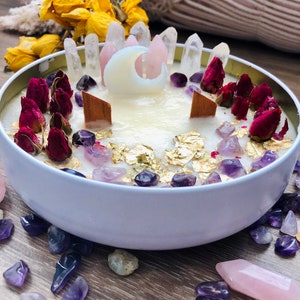 Manifestation Candle Crystal And Herb Candles Energy Clearing Crystal Quartz Best Seller Energy Candles Healing Crystals Rose Quartz Soy Wax