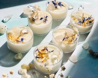 Crystal and Herb Tealight Candles Soy Candles Quartz energy healing manifestation candles