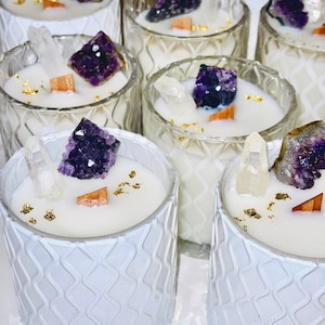 Amethyst Crystal Candle Soy Candle Energy Crystal Candle Healing Energy Gifts Holiday Ideas Unique Candles