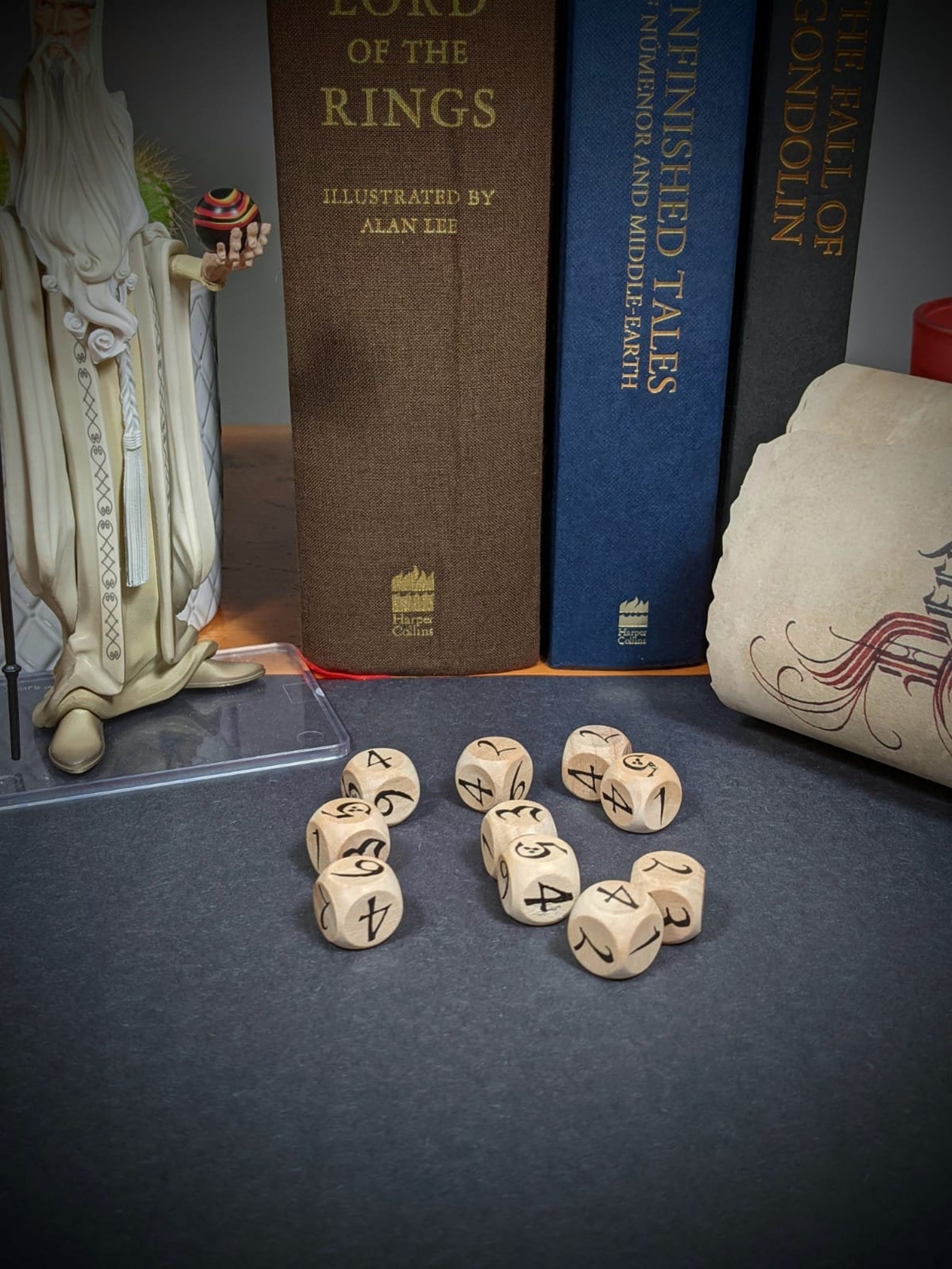 Lord of the Rings Inspired Dice Dnd Hand Crafted Handmade Wooden Dice