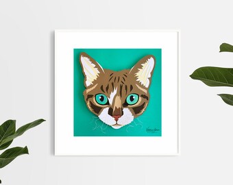 Download Animal Portrait Hand Made Paper Art Cat Cat Custom Paper Pet Face Portrait Paper Cut Art Gift Dog Dog Layered Fine Detail Mixed Media Collage Art Collectibles