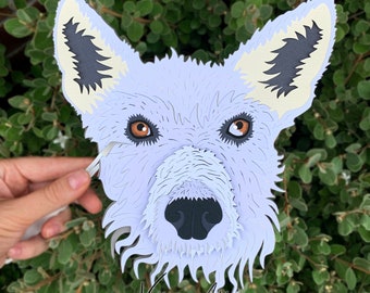 Download Animal Portrait Hand Made Paper Art Cat Cat Custom Paper Pet Face Portrait Paper Cut Art Gift Dog Dog Layered Fine Detail Mixed Media Collage Art Collectibles