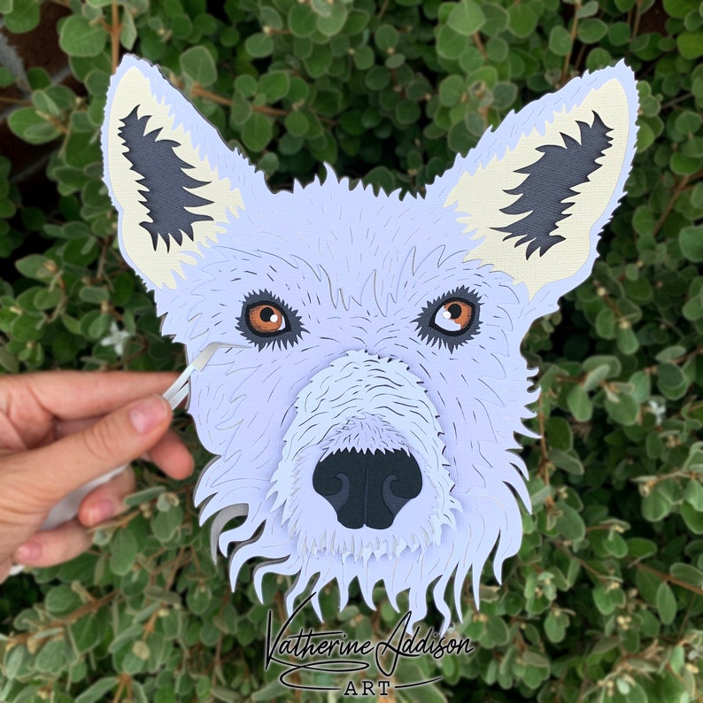 Download Animal Portrait Hand Made Paper Art Cat Cat Custom Paper Pet Face Portrait Paper Cut Art Gift Dog Dog Layered Fine Detail Mixed Media Collage Art Collectibles