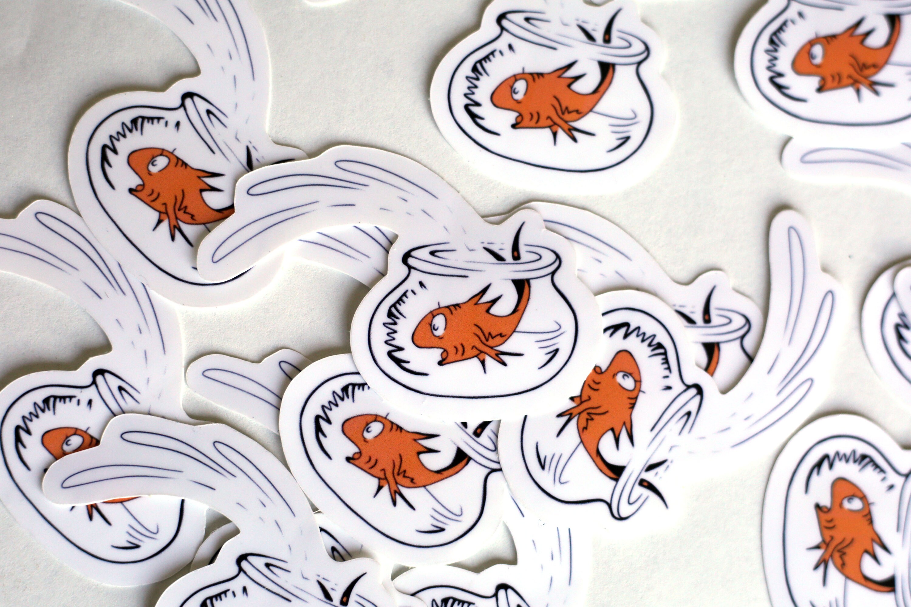 Dr. Seuss' The Cat in the Hat Vinyl Sticker Fish in Bowl | Etsy