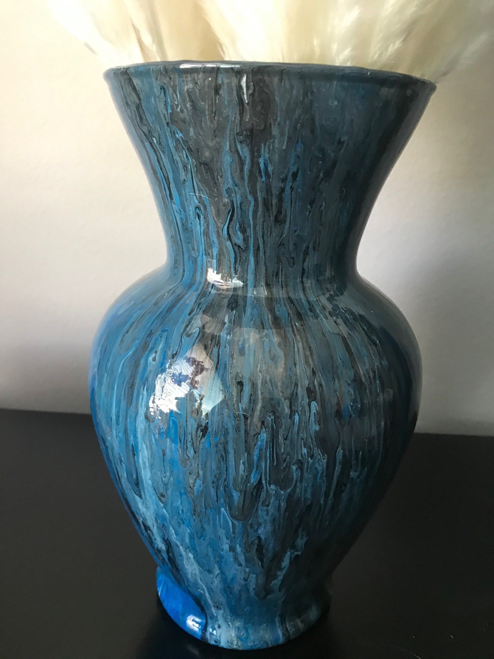 11 Vase Dusty Blue Champagne & Black Etsy