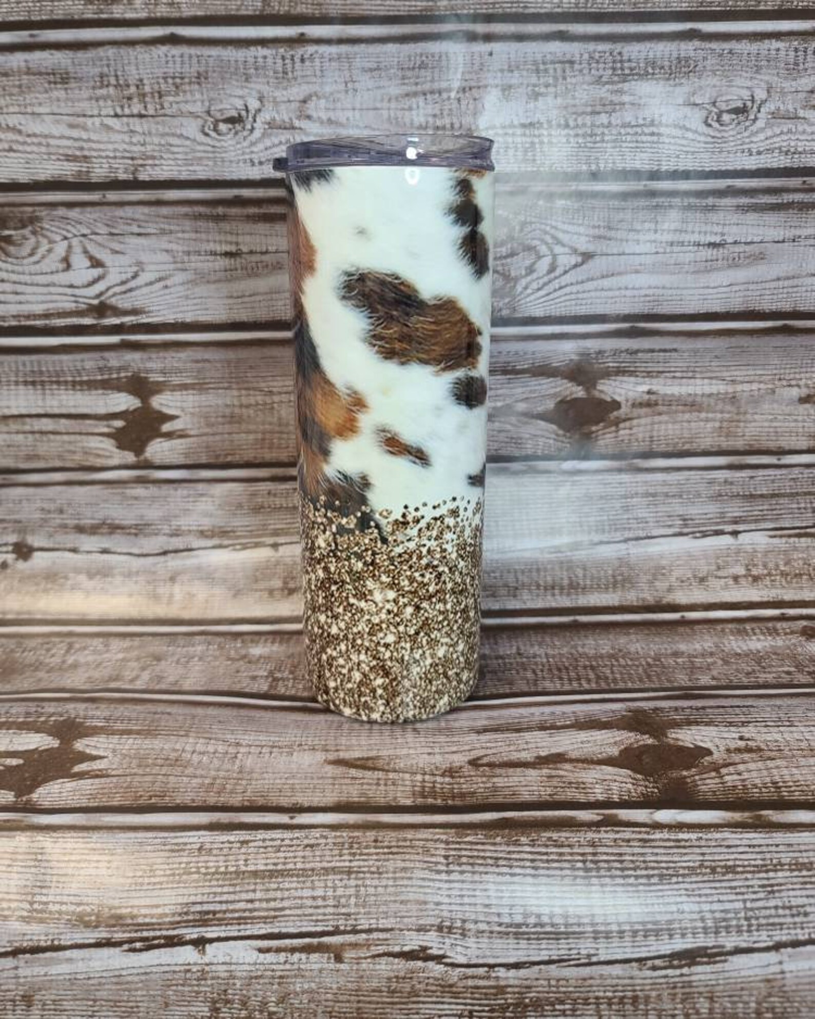 Western Cowhide & glitter 20oz Tumbler Etsy