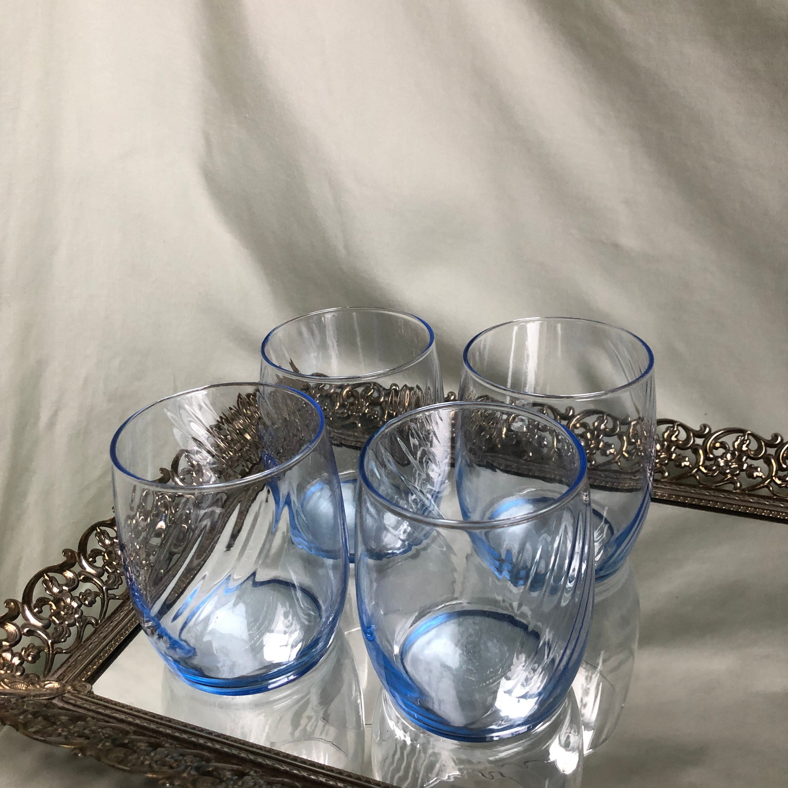 Set of Four 1970s Libbey Optic Swirl Drinking Glasses in Misty Etsy