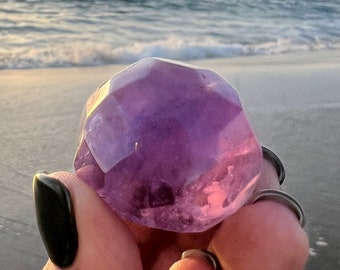 Faceted Amethyst Crystal Sphere: Reiki Cleansed Spiritual Stone | Crown Chakra | Third Eye | High Vibration