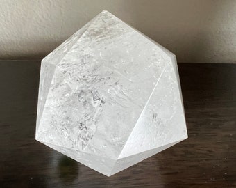 XL Clear Quartz Icosahedron:  Sacred Geometry Crystal | Platonic Solid | Master Healer | Light Work