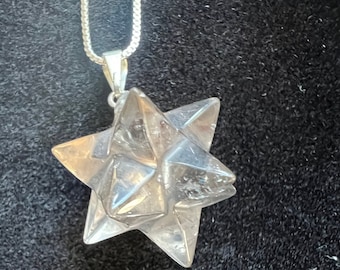 Smoky Quartz Stellated Dodecahedron Pendant: Sterling Silver Sacred Geometry Necklace | Merkaba Jewelry | Protection | Grounding