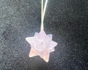 Rose Quartz Stellated Dodecahedron Pendant: Sterling Silver Sacred Geometry Necklace | Merkaba Jewelry | Star