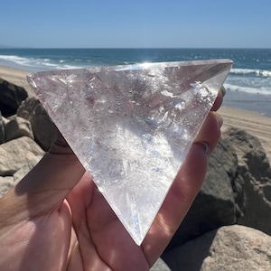 Clear Quartz Tetrahedron: Reiki Infused Sacred Geometry Crystal | Platonic Solid | Meditation | Master Healer