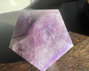 Large Amethyst Icosahedron | Sacred Geometry Spiritual Crystal | Platonic Solid | Emotional Balance | Intuition | Gift