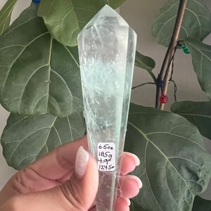 Può includere: Una punta di cristallo trasparente, verde chiaro, con una punta appuntita. Il cristallo pesa 6,5 once, 185 g, misura 4,9 pollici e 124,5 mm.