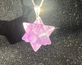 Amethyst Stellated Dodecahedron Pendant: Sterling Silver Sacred Geometry Necklace | Merkaba Jewelry | Metatron's Cube