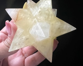Citrine Stellated Dodecahedron: Reiki Infused Crystal |  Wealth, Prosperity, Abundance, | Merchant Stone