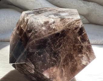 XXL Smoky Quartz Dodecahedron: Sacred Geometry Crystal | Platonic Solid | Protection Crystal | Power Stone
