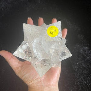This is an XL genuine Clear Quartz Stellated Dodecahedron that has been cleansed and infused with Reiki. This gorgeous Clear Quartz Star is big and weighs 1.75 lbs! This is Sacred Geometry and Metatron's Cube.