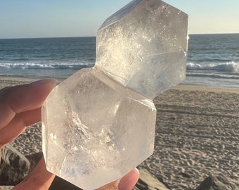 Double Clear Quartz Dodecahedron: Reiki Infused Sacred Geometry Crystal |  | Platonic Solid | Master Healer | Amplify