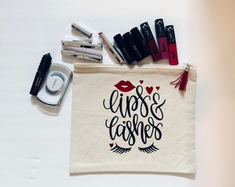 Lippen en Wimpers Tas | Gepersonaliseerde Make-up Tas | Reistas | Cosmetische tas