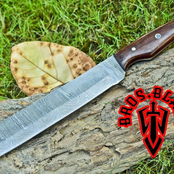 Damascus Steel Brisket Knife, handmade Damascus Kitchen Knife, Chef Knives, Chef Set Gift for Men