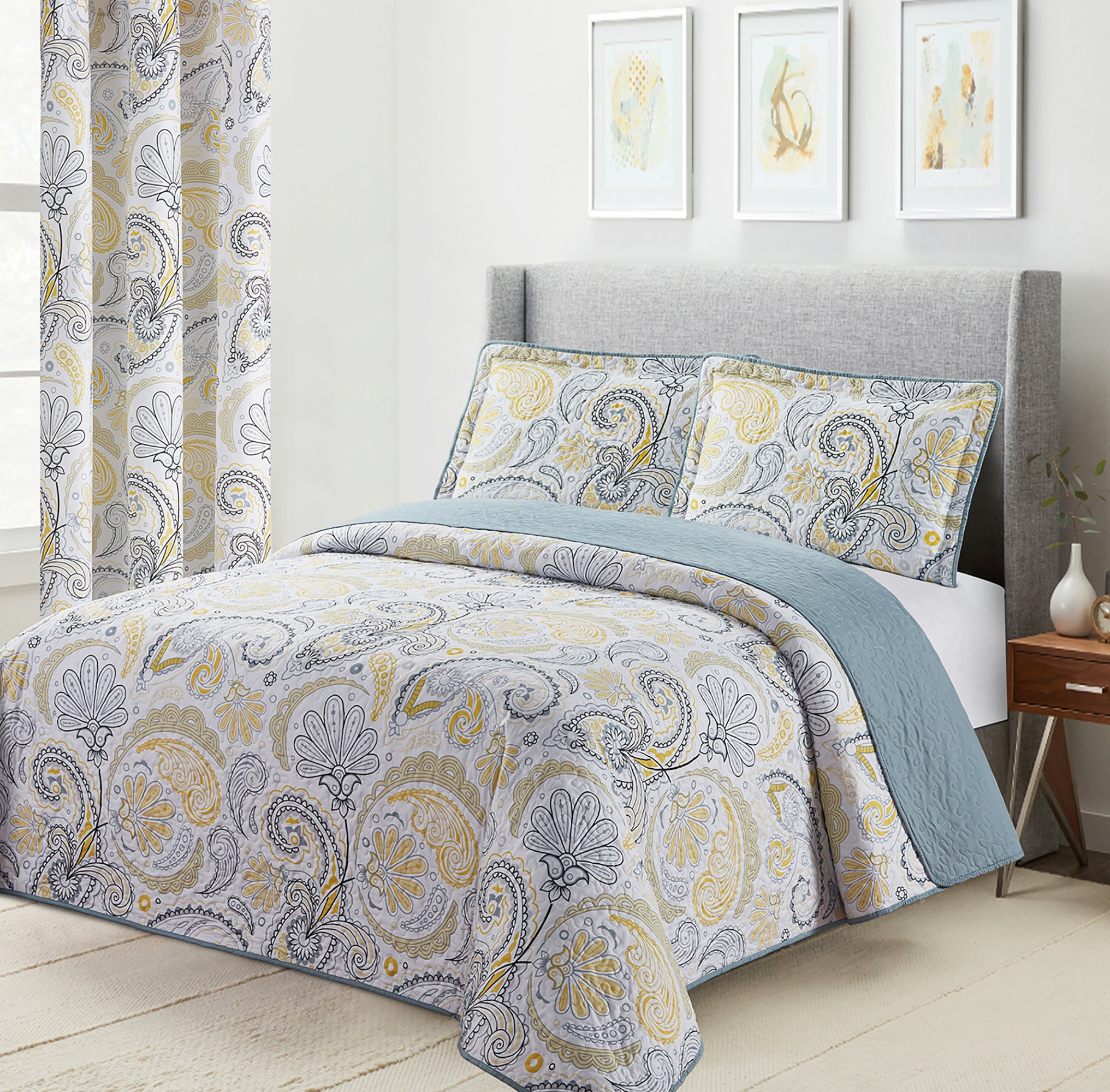 Yellow Gray Duvet Etsy