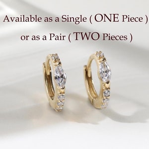 14K Solid Gold Small Hoop Earring, Gemstone Cartilage Earrings, Diamond Second Piercing, Tragus Piercing, Helix Piercing, Gift for Her.