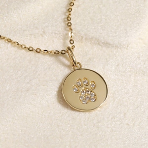 14K Solid Gold Diamond Puppy Paw Pendant, puppy Paw Charm, Gold Charm, Dainty Paw pendent, Solid Gold Cute Gift for Her, Handmade Jewelry .