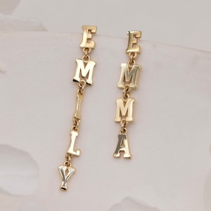 14K Solid Gold Custom Name earrings, 14K Solid Gold Custom Name Jewelry, solid gold Personalized Butterfly back stud earrings, Gift for Her.