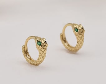 14K Solid Gold Helix Earring,Snake Cartilage Hoop,Cartilage Ring,Cartilage Earrings,Helix Piercing.