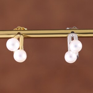 Sterling Silver Fresh Water Pearl Stud Earring, 14K Gold Plated Dainty Double Pearl Earlobe Stud, 14K Gemstone Butterfly Back Stud Earring