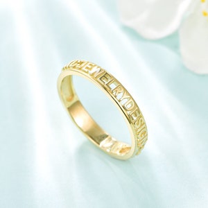 14K Solid Gold Custom Name Ring, Real Gold Custom Ring, Solid Gold Custom Date Ring, Personalized Name Ring, Graduation Gift, Gift for Mom.