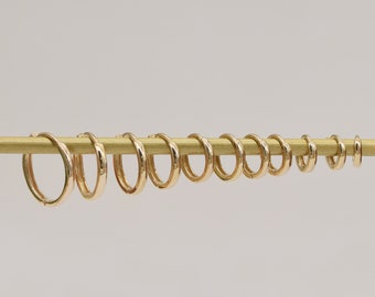 14K Solid Gold 4.0mm 4.5mm 5.0mm 5.5mm 6.0mm 6.5mm 7.0mm 8.0mm 9.0mm 10mm 11mm 12mm huggie hoop earrings, Helix Hoop Earring, Gift for Her.