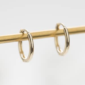 14K Solid Gold 4.0mm 4.5mm 5.0mm 5.5mm 6.0mm 6.5mm 7.0mm 8.0mm 9.0mm 10mm 11mm 12mm huggie hoop earrings,Gold Hoop Earrings. image 8