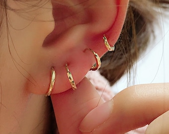 10K massief goud 4,0 mm 4,5 mm 5,0 mm 5,5 mm 6,0 mm 6,5 mm 7,0 mm 8,0 mm 9,0 mm 10 mm 11 mm hoepel oorbellen Huggie Earring.mini Hoops kleine hoepel.