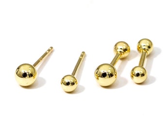 14K SOLID Gold Ball Earrings, 3mm,4mm,5mm,Ball Studs Earring ,Gold Screw Back earring,Gold Balls Earrings, Minimalist Gold Earrings