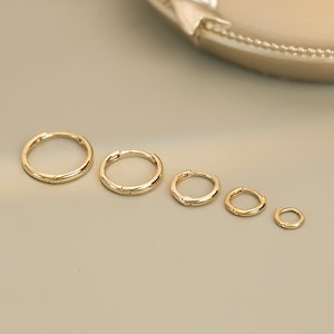 14K Solid Gold 4.0mm 4.5mm 5.0mm 5.5mm 6.0mm 6.5mm 7.0mm 8.0mm 9.0mm 10mm 11mm 12mm huggie hoop earrings,Gold Hoop Earrings. image 9