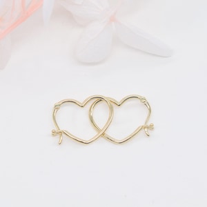 14K Solid Gold Love Heart Huggie Earrings• Heart Hoop Earrings• Heart Shaped Earring • Dainty Earrings • Gift for Her.