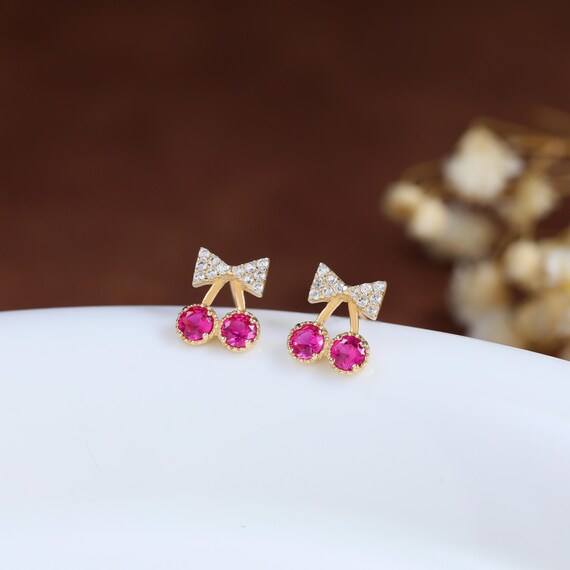Layla Cherry Stud Earrings in Gold Layla Cherry Stud Earrings in Gold