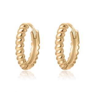 10K Solid Gold 5mm 6mm 7mm 8mm 9mm 10mm Twist Huggie Earrings, Gold Twist Hoop Earring, Minimalist Hoops, Personalized Jewelry for her.