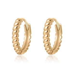 10K Solid Gold 5mm 6mm 7mm 8mm 9mm 10mm Twist Huggie Earrings, Twist Hoop Earring, Minimalist Hoops, Personalized Jewelry for her.