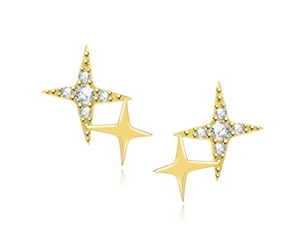 Solid Gold Celestial stud earrings,10K & 14K gold star stud,solid gold earrings,dainty gold earrings,North Star stud earrings.