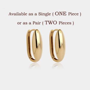 10k & 14k Real Solid Gold chunky huggie hoop earrings.1 Pair Thick huggie Hoop earrings,Oval huggie hoop earrings,14k gold earrings.