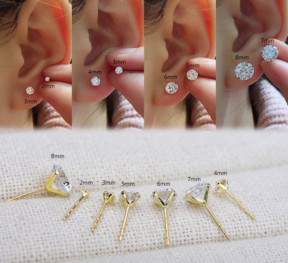 10K Solid Gold 2mm 3mm 4mm 5mm 6mm 7mm 8mm Super Tiny Cubic