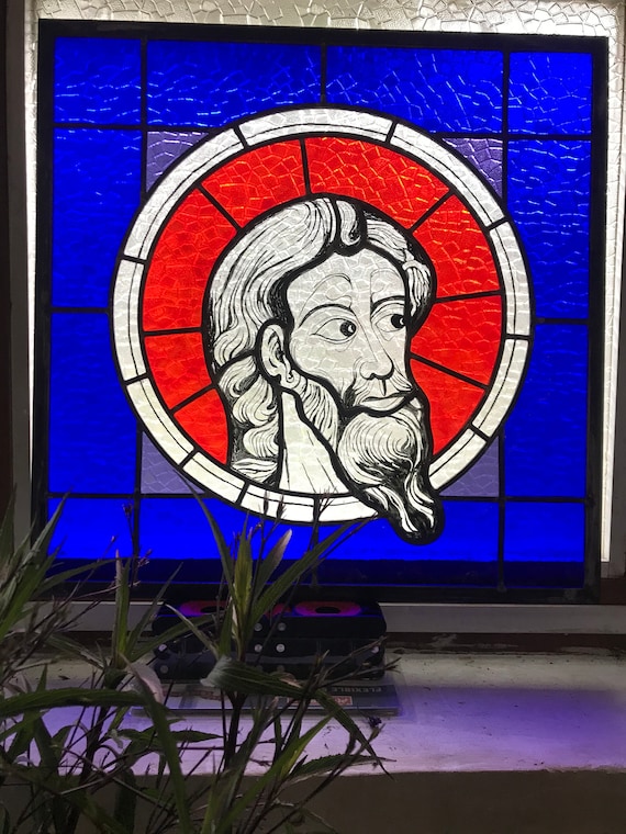 Stained glass panel " Christ head " reproduction
